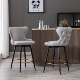 A&A Furniture,Counter Height 25" Modern Leathaire Fabric bar chairs,180° Swivel Bar Stool Chair for Kitchen