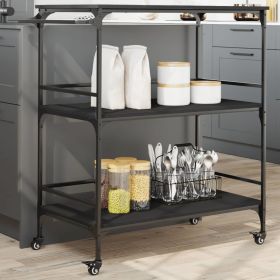 Kitchen Trolley Black 39.6"x19.7"x41.3" Engineered Wood