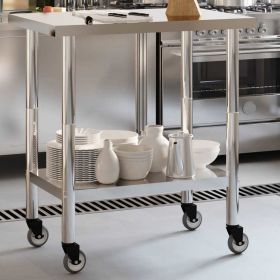 Kitchen Work Table with Wheels 32.5"x21.7"x33.5" Stainless Steel