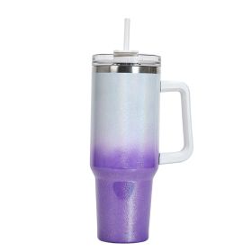 Large Capacity Double-layer Stainless Steel Vacuum Insulation Cup (Option: White Purple)