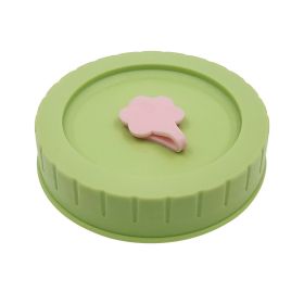 1pc Cute Universal Mason Jar Lids With Straw Hole; 70mm/2.76in Diameter Storage Wide Mouth Leak Proof; Kitchen Supplies (Color: Green)