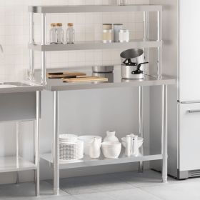 Kitchen Work Table with Overshelf 43.3"x21.7"x59.1" Stainless Steel (SKU: 3208908)