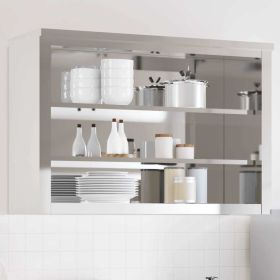 Kitchen Wall Cabinet with Shelves Stainless Steel (Color: Silver)